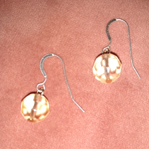 Solid 925 REAL Sterling Silver Wires Faceted Sparkle Beads Charm Earrings New - Picture 3 of 5